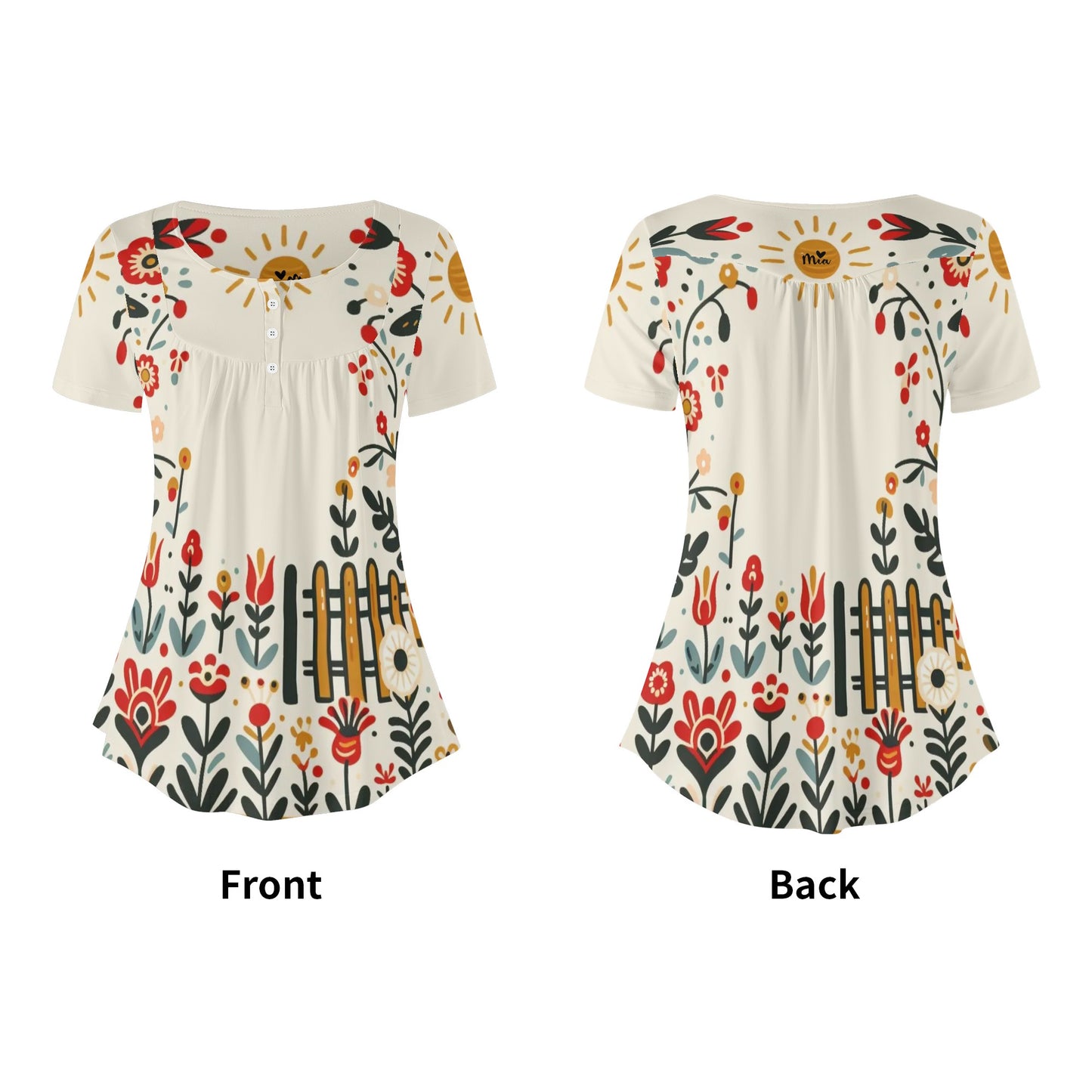 Mia Collection Womens Scoop Neck Short Sleeve Loose Blouse
