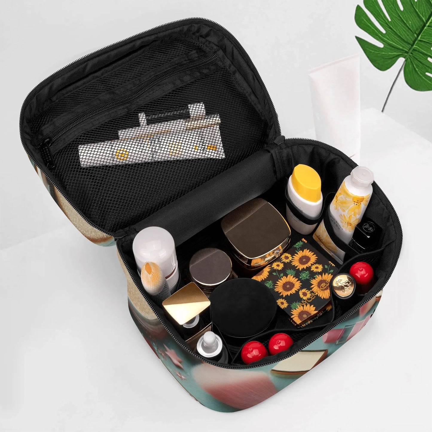 Mia Collection Leather Cosmetic Bag