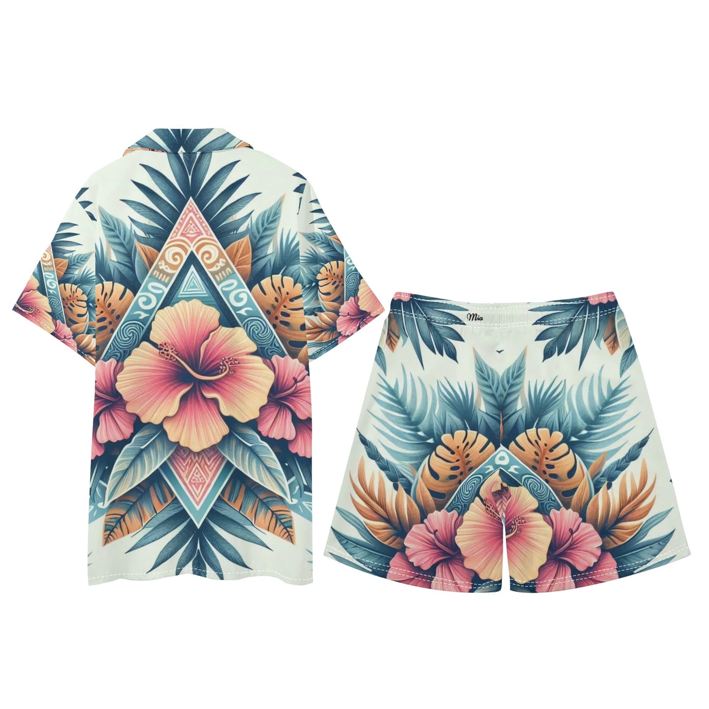 Mens Hawaiian Short Sleeve Shirt and Shorts Set by Mia