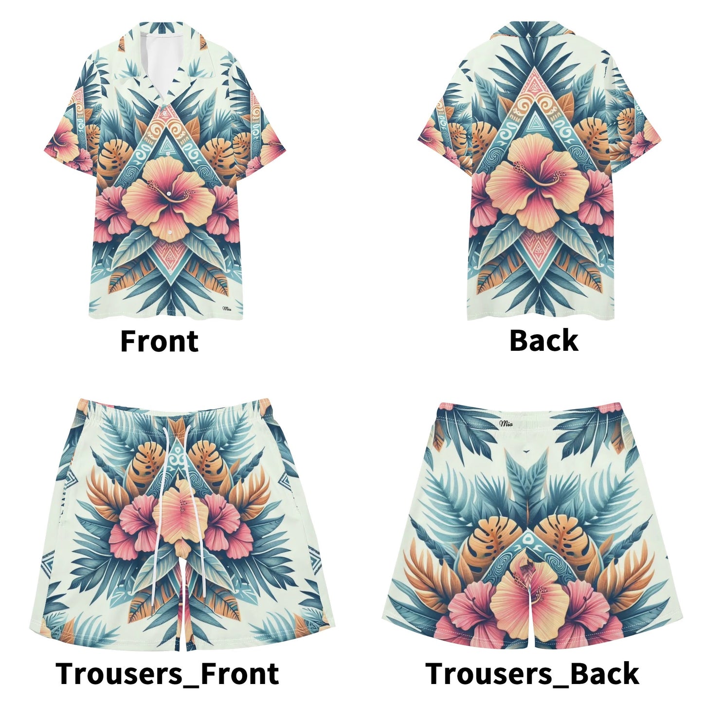 Mens Hawaiian Short Sleeve Shirt and Shorts Set by Mia