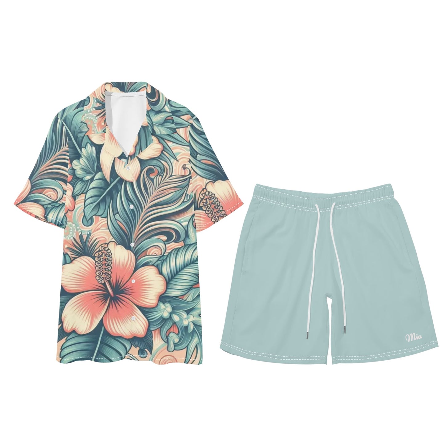 Mens Hawaiian Short Sleeve Shirt and Shorts Set by Mia