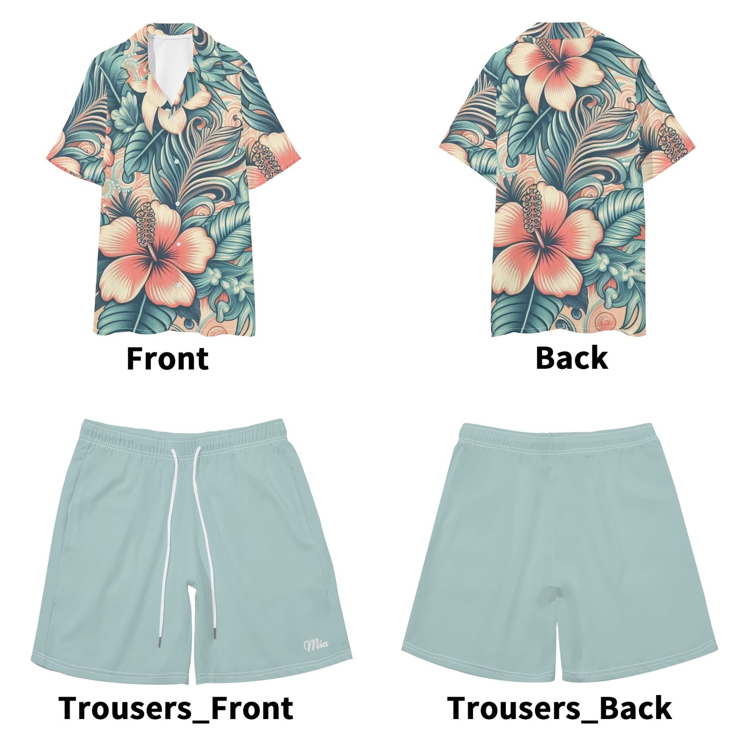 Mens Hawaiian Short Sleeve Shirt and Shorts Set by Mia