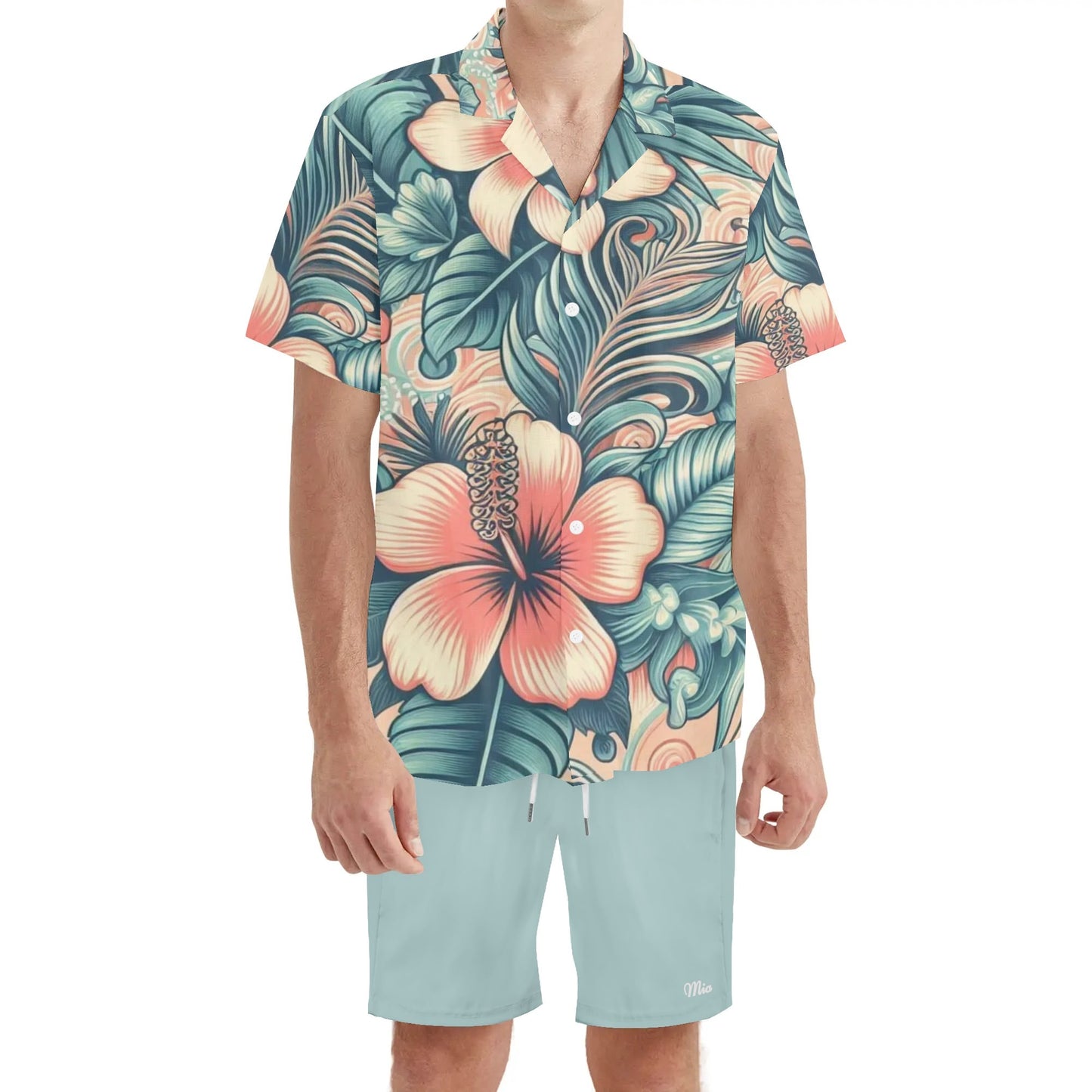 Mens Hawaiian Short Sleeve Shirt and Shorts Set by Mia