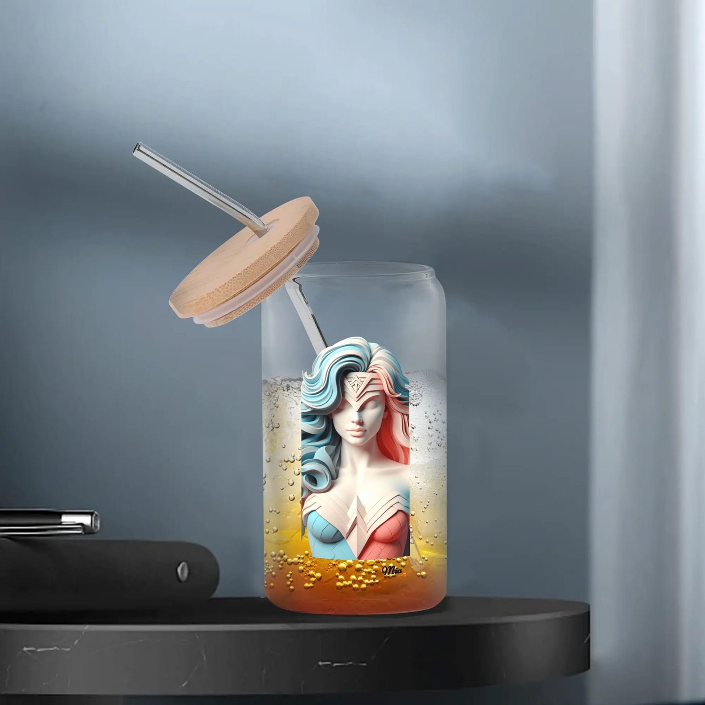 Transparent Bamboo Covered Cup 16oz by Mia