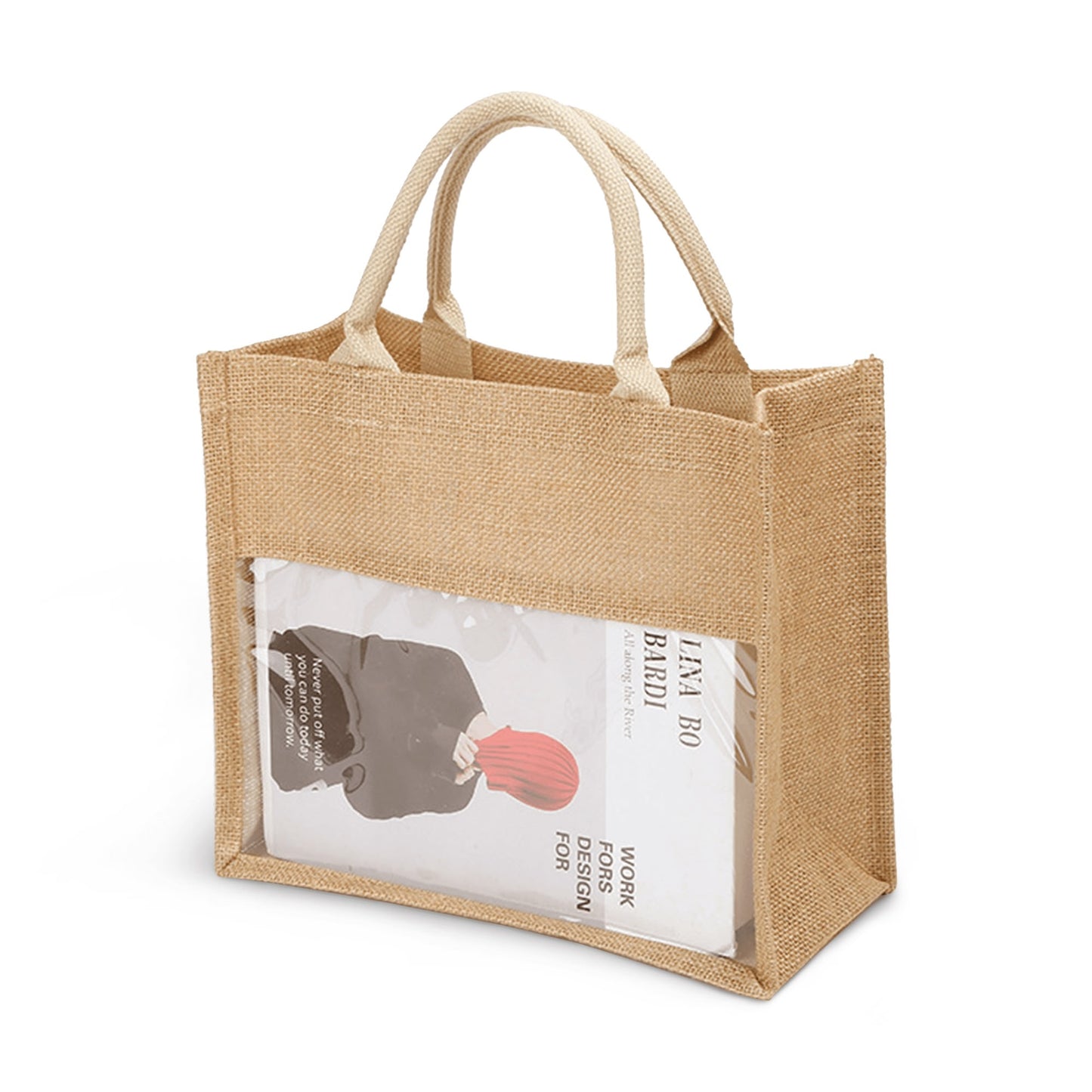 Embroidered Jute Burlap Tote Bag by Mia