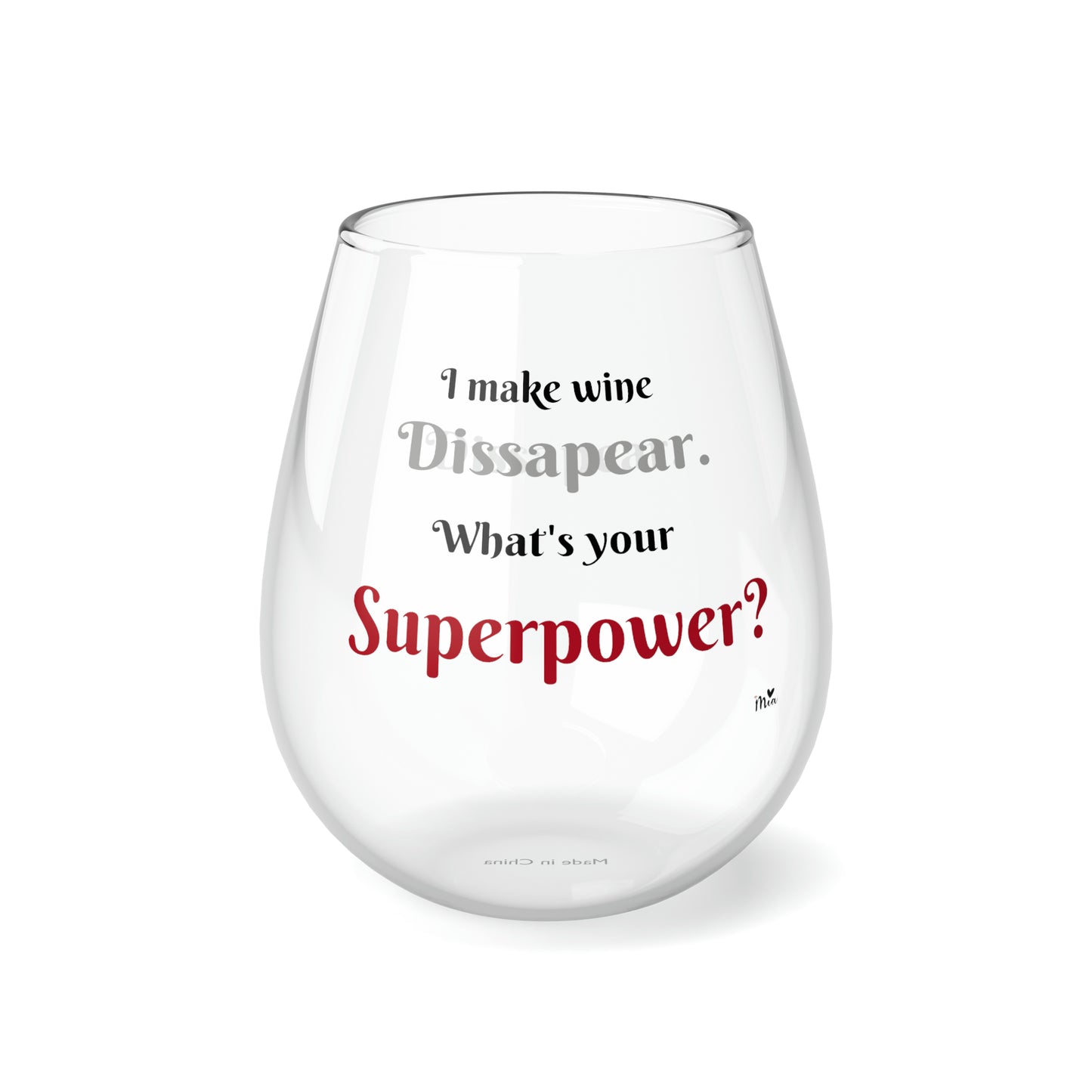 Mia Collection Stemless Wine Glass, 11.75oz