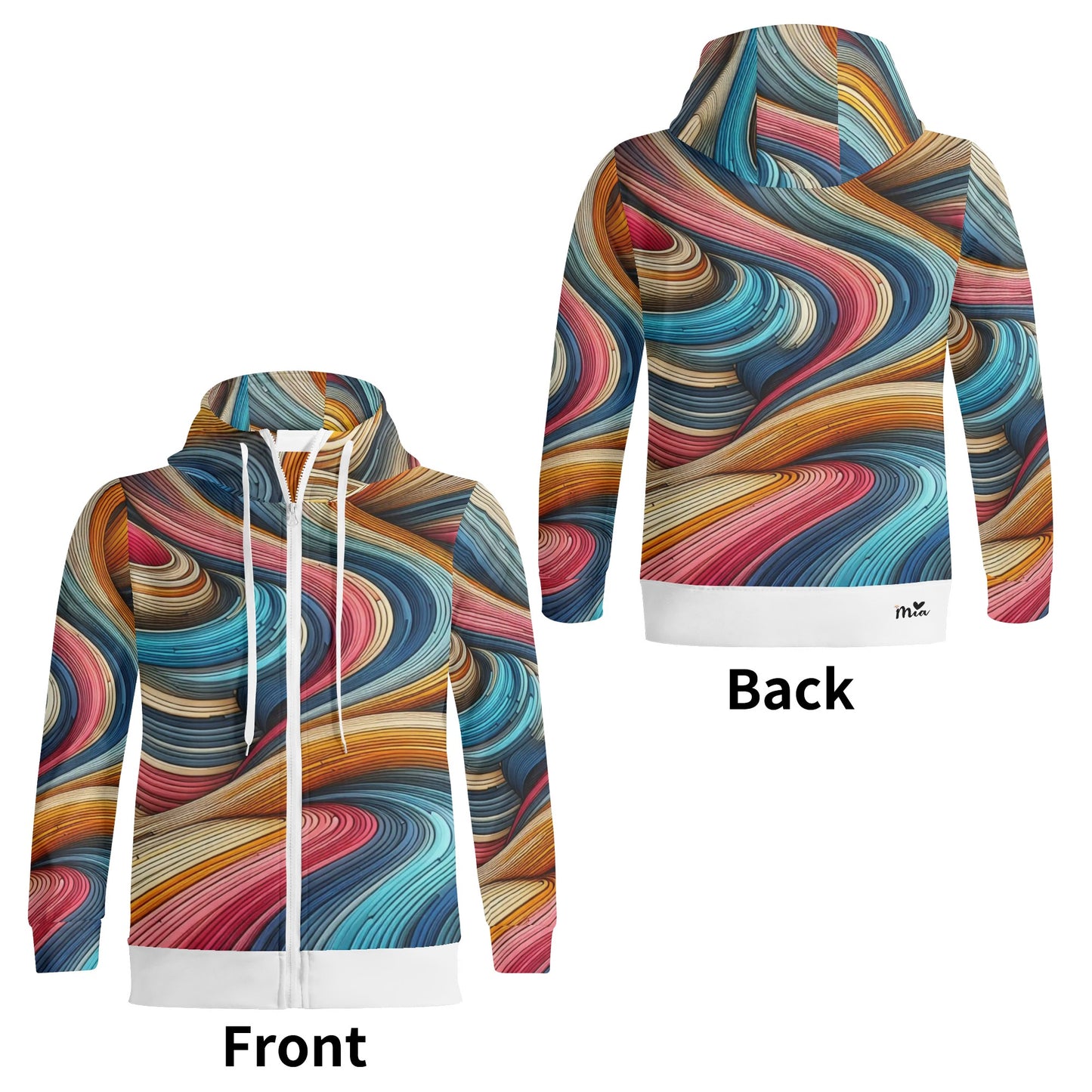 Mia Collection Adult Full Zip Turtleneck Hoodie Streetwear
