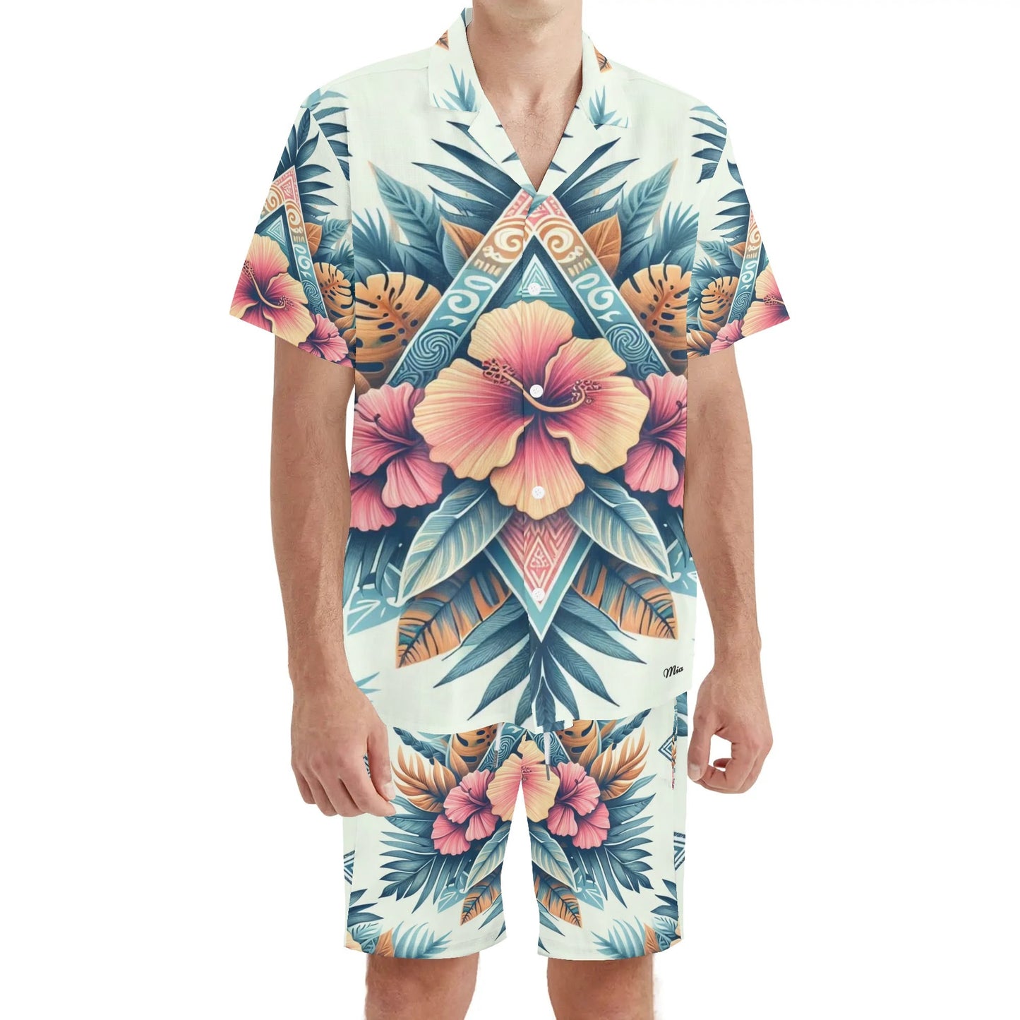 Mens Hawaiian Short Sleeve Shirt and Shorts Set by Mia