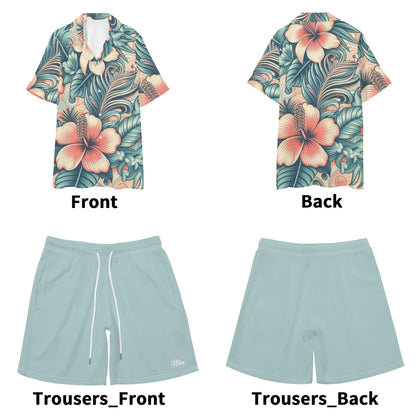 Mens Hawaiian Short Sleeve Shirt and Shorts Set by Mia