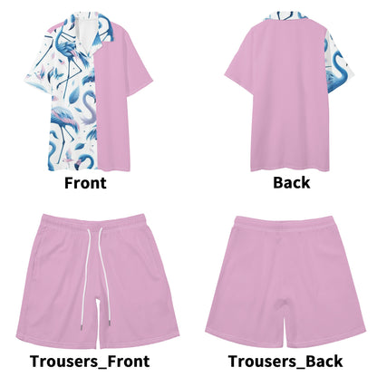 Mens Regular Fit Hawaiian Short Sleeve Shirt and Shorts Set