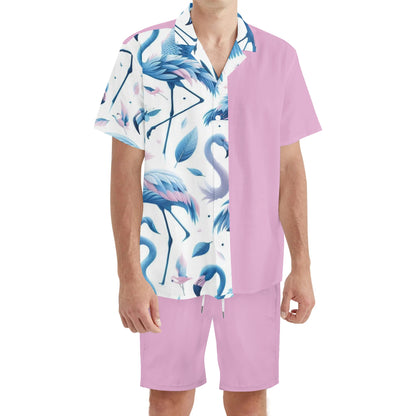 Mens Regular Fit Hawaiian Short Sleeve Shirt and Shorts Set