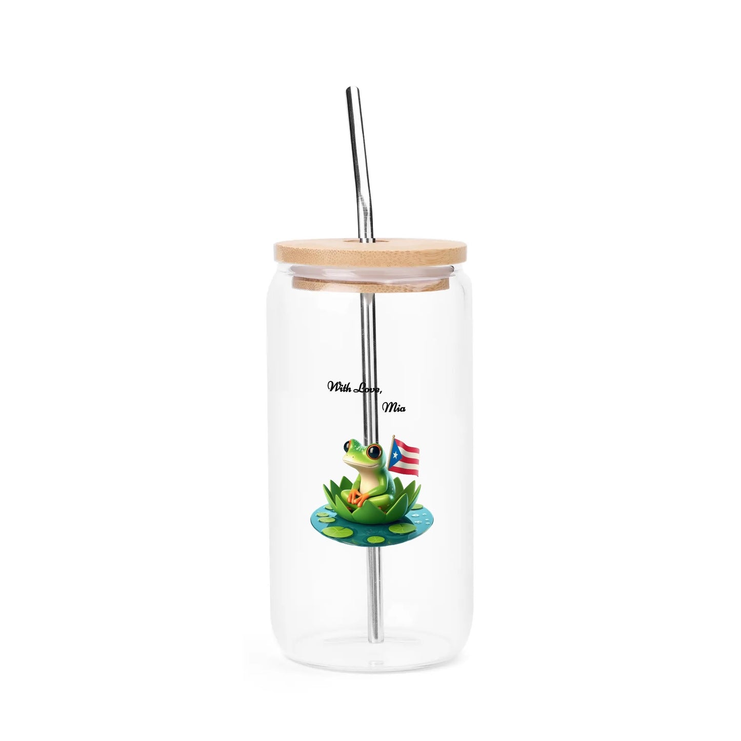 Transparent Bamboo Covered Cup 16oz Glass by Mia