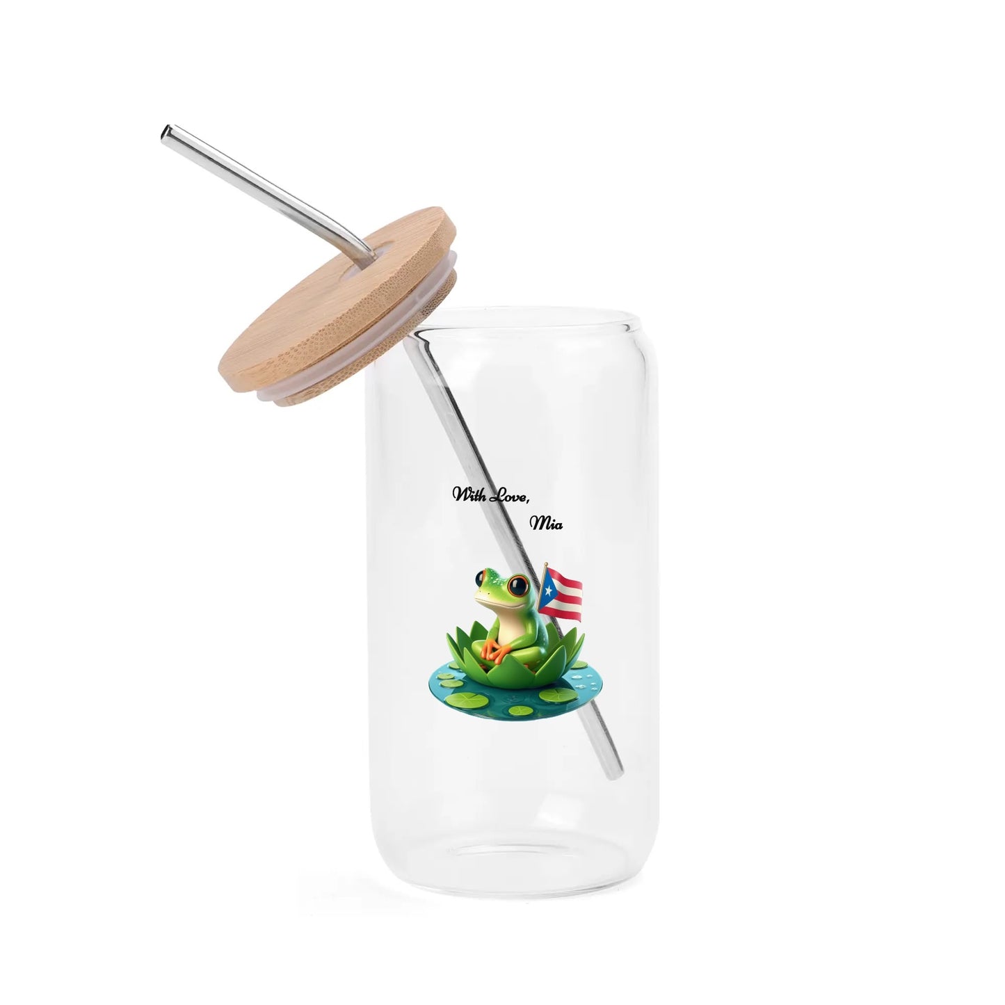 Transparent Bamboo Covered Cup 16oz Glass by Mia