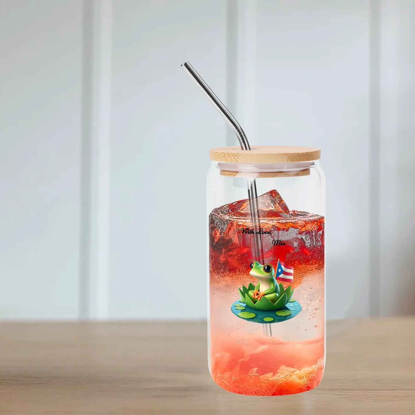 Transparent Bamboo Covered Cup 16oz Glass by Mia