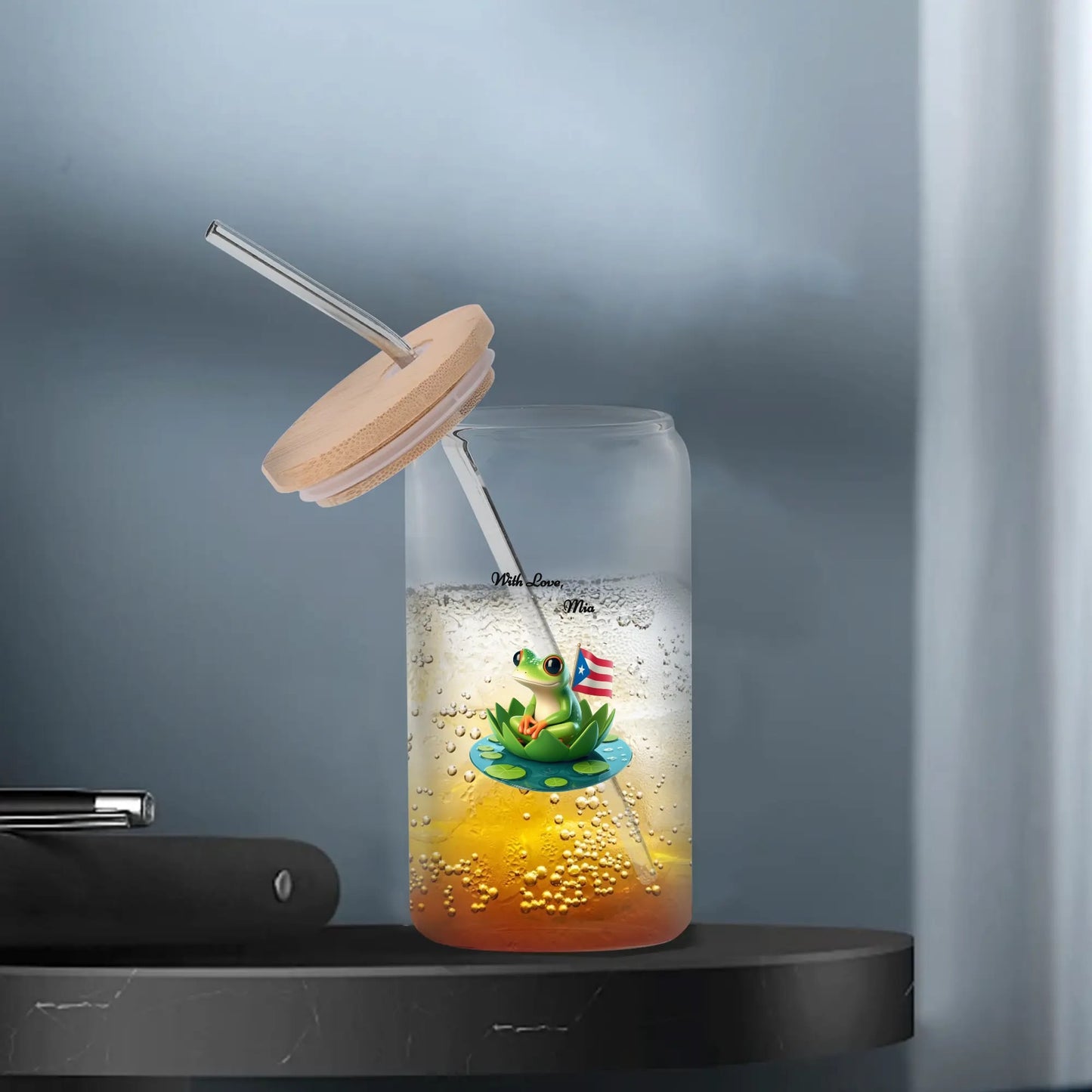 Transparent Bamboo Covered Cup 16oz Glass by Mia