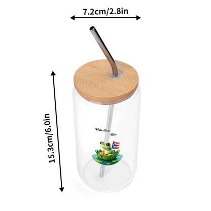Transparent Bamboo Covered Cup 16oz Glass by Mia