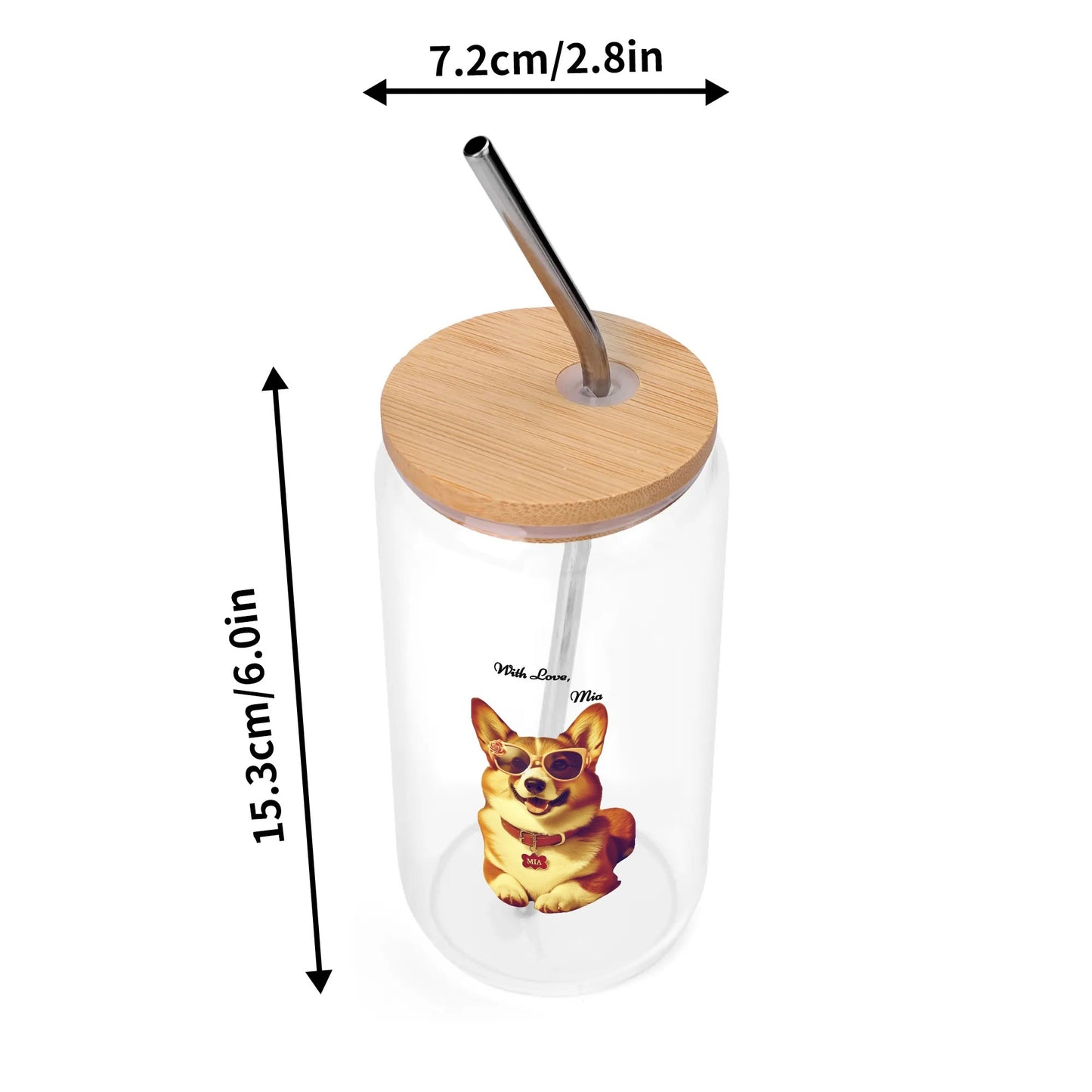 Transparent Bamboo Covered Cup 16oz Glass Cups Furniture with Straw