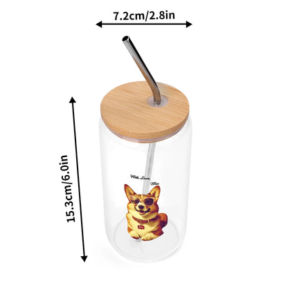Transparent Bamboo Covered Cup 16oz Glass Cups Furniture with Straw