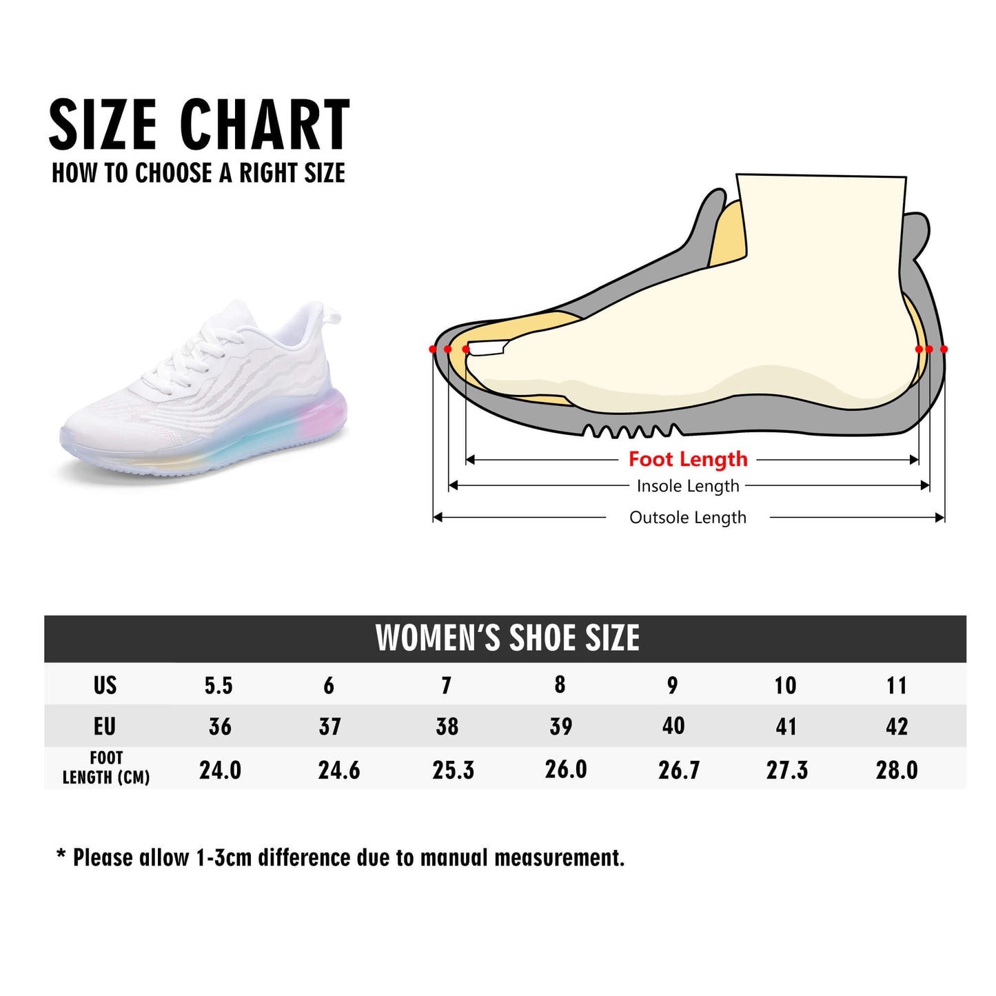Mia Collection Womens Rainbow Atmospheric Cushion Running Shoes