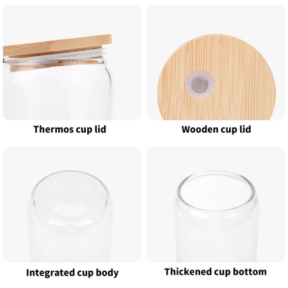 Transparent Bamboo Covered Cup 16oz Glass by Mia