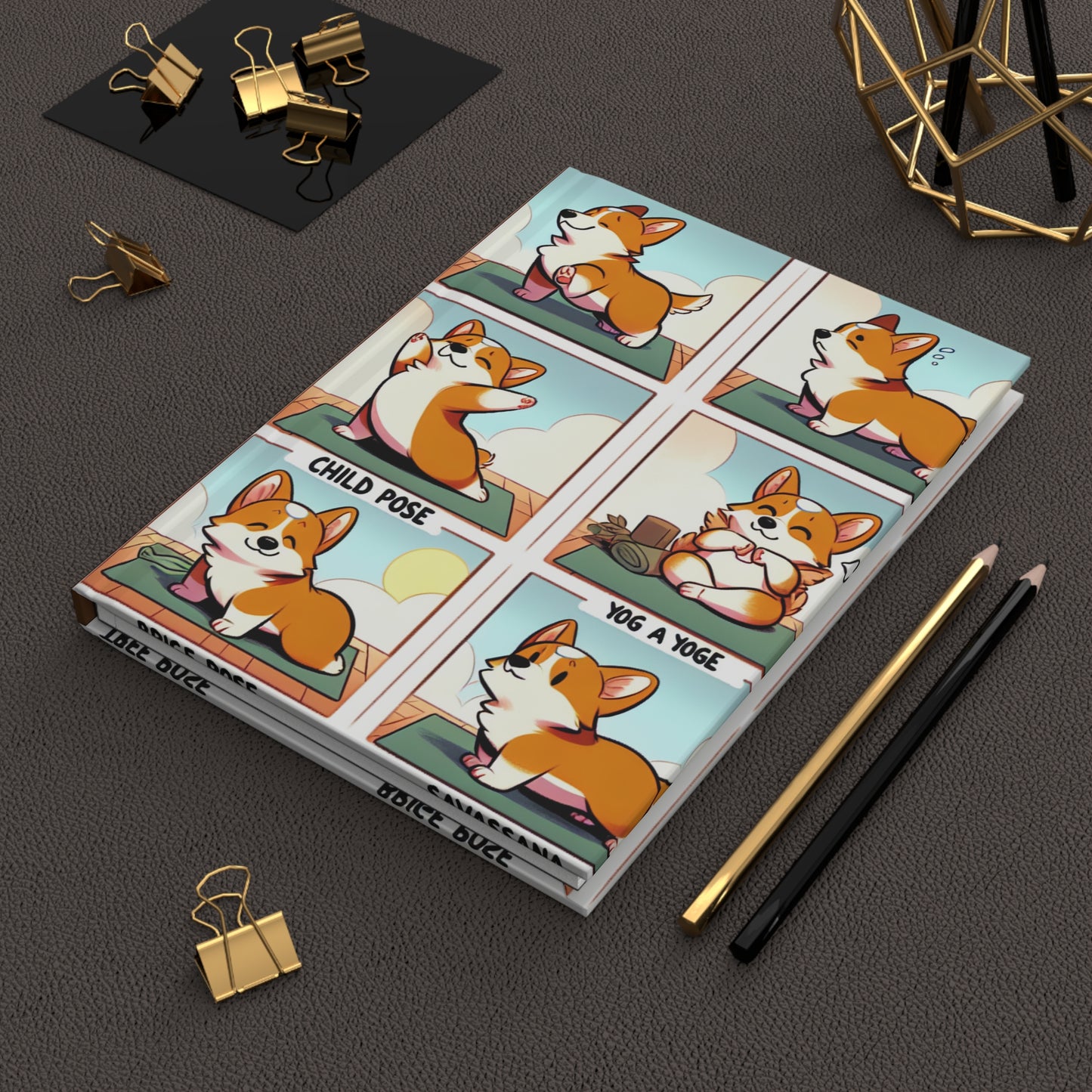 Corgi Yoga Hardcover Journal - Adorable Pet-Themed Notebook for Dog Lovers
